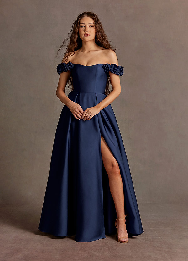 Jessie Navy Rose Straps Gown image1