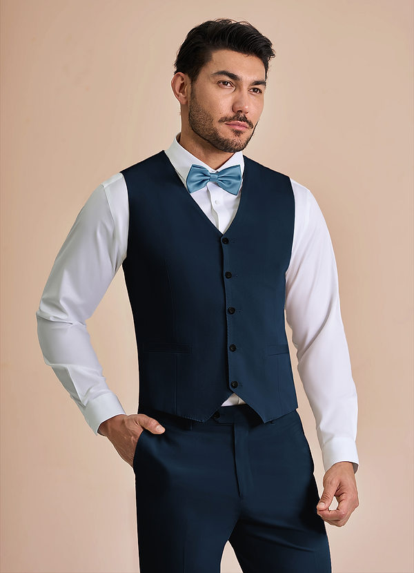 front William Navy Blue Comfort Blend Suit Vest