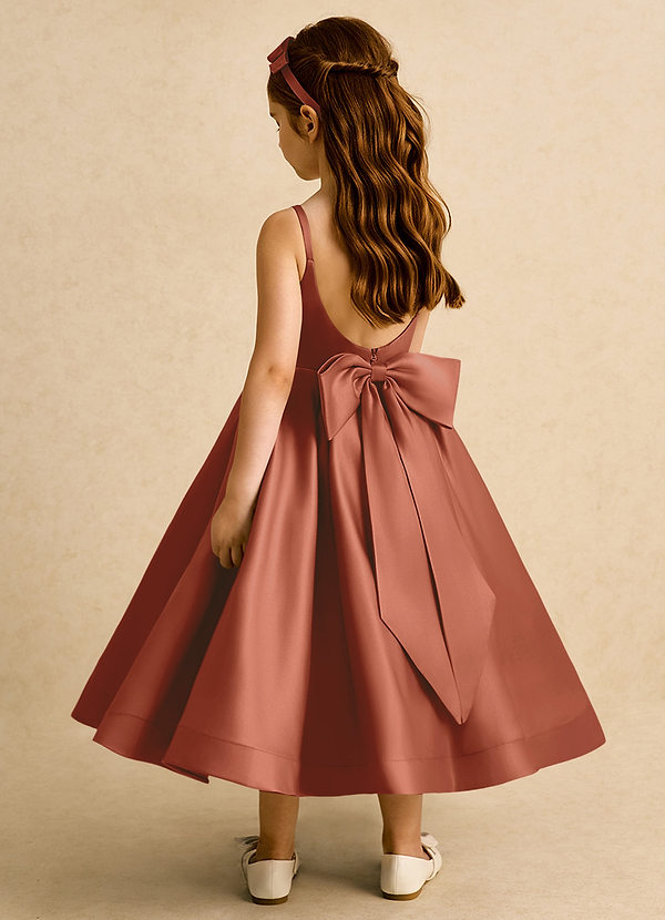 Azazie Babs Blumenkinder Kleider Ballkleid Plissee Matte Satin Kleid Rotbraun image1