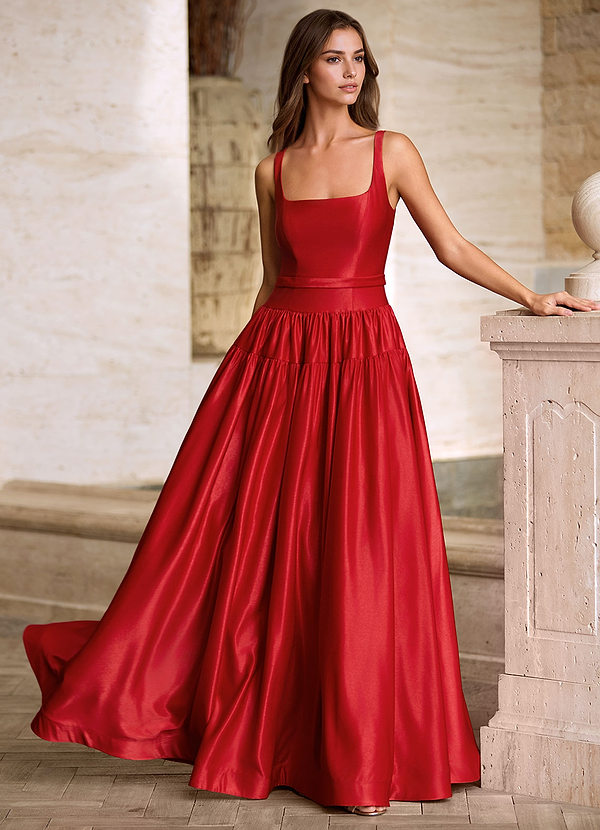 Arora Red Square Neckline Prom Dress image1
