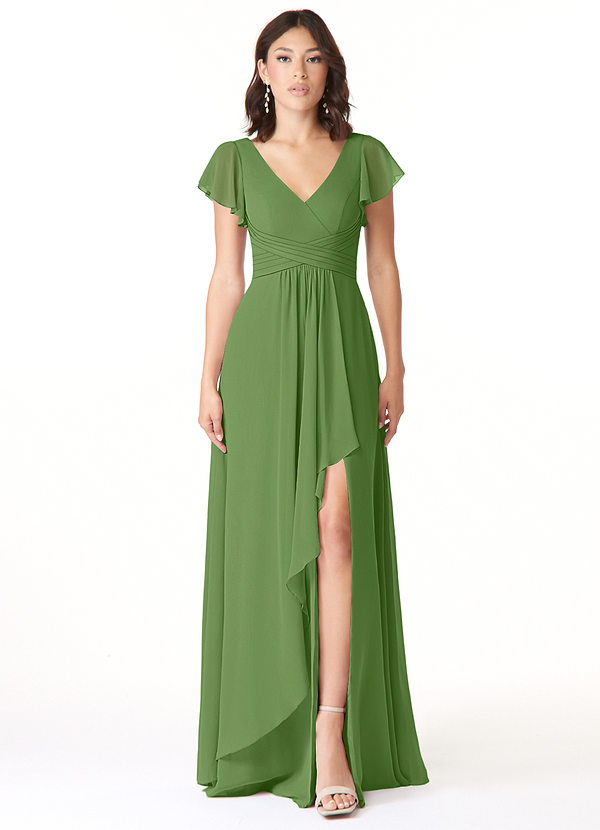Azazie Omari Bridesmaid Dresses Basil A-Line Chiffon Dress image1