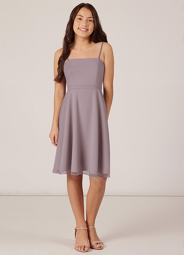 Azazie Kalie Junior Dusk A-Line with Belt Chiffon Dress image1