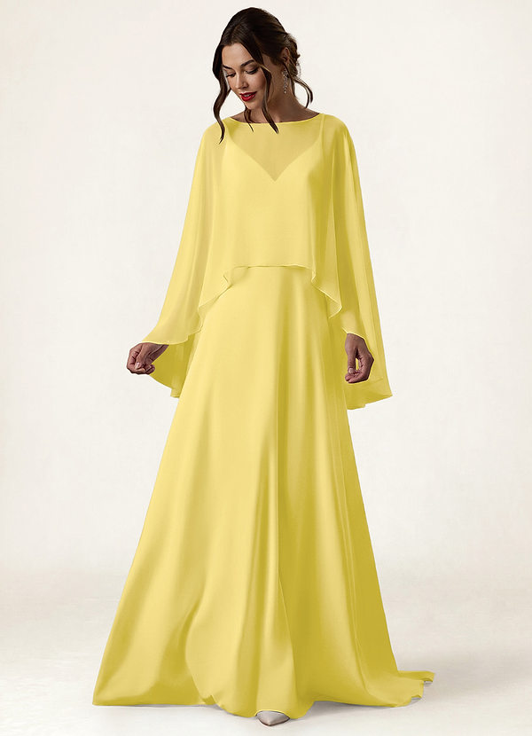 front Matching Color Chiffon High Low Sheer Cape