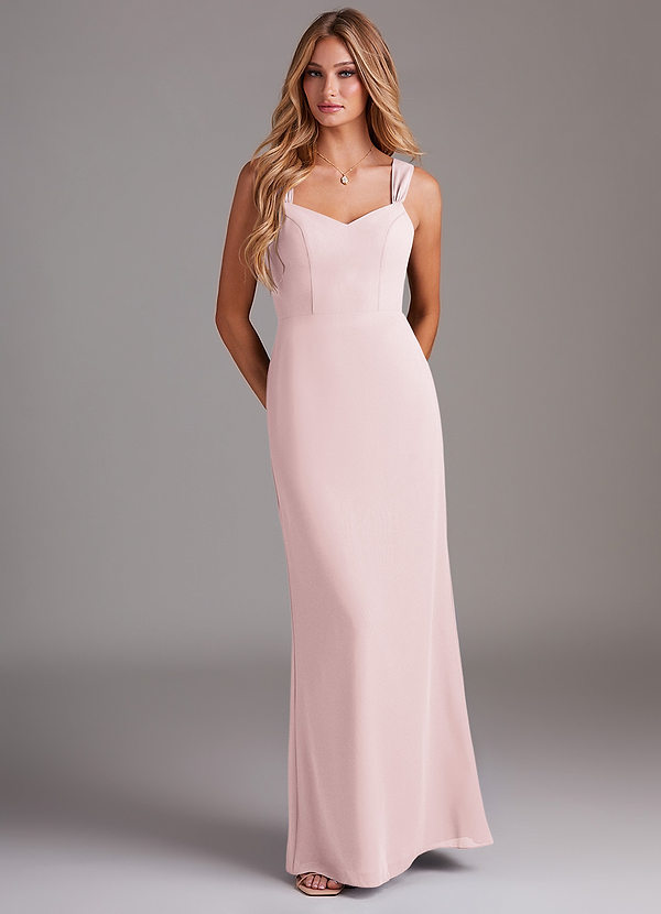Azazie Denice Vestidos de dama de honor Vestido de Rosa Rubor de Gasa de Recto con Plisado image1