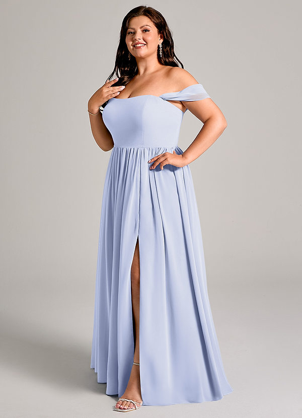 Azazie Calianna Bridesmaid Dresses Lavender A-Line Off the Shoulder Chiffon Convertible Dress image1