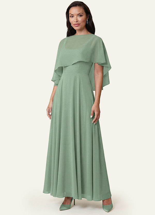 front Azazie Enveloppement En Mousseline De Soie Wren De Couleur Assortie