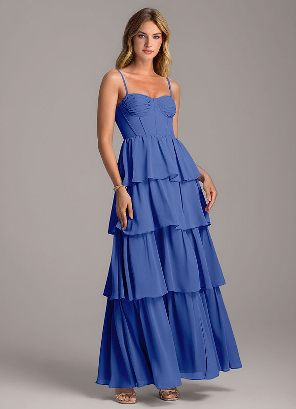Azazie Alanna Bridesmaid Dresses Royal Blue A-Line Sweetheart Neckline Chiffon Dress image1