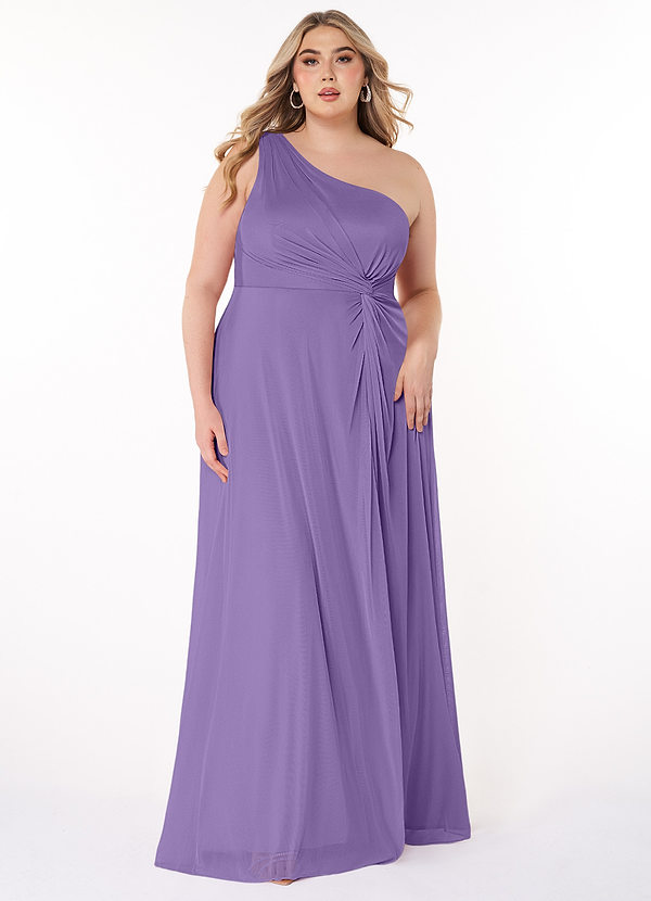 Azazie Brooke Bridesmaid Dresses Tahiti A-Line One Shoulder Mesh Dress image1