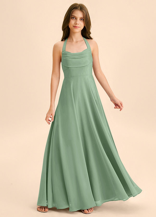 Azazie Kady Junior Matcha A-Line Sweetheart Neckline Chiffon Dress image1