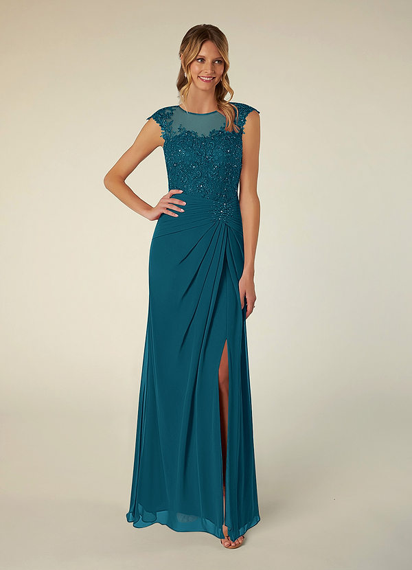 Azazie Libby Mother of the Brides Dresses Ink Blue A-Line Scoop Sequins Chiffon Dress image1