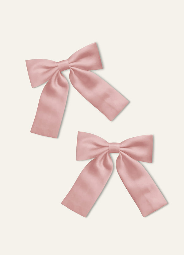 front Girls Matte Stain Bow Hair Clip Set(Pack of 2)