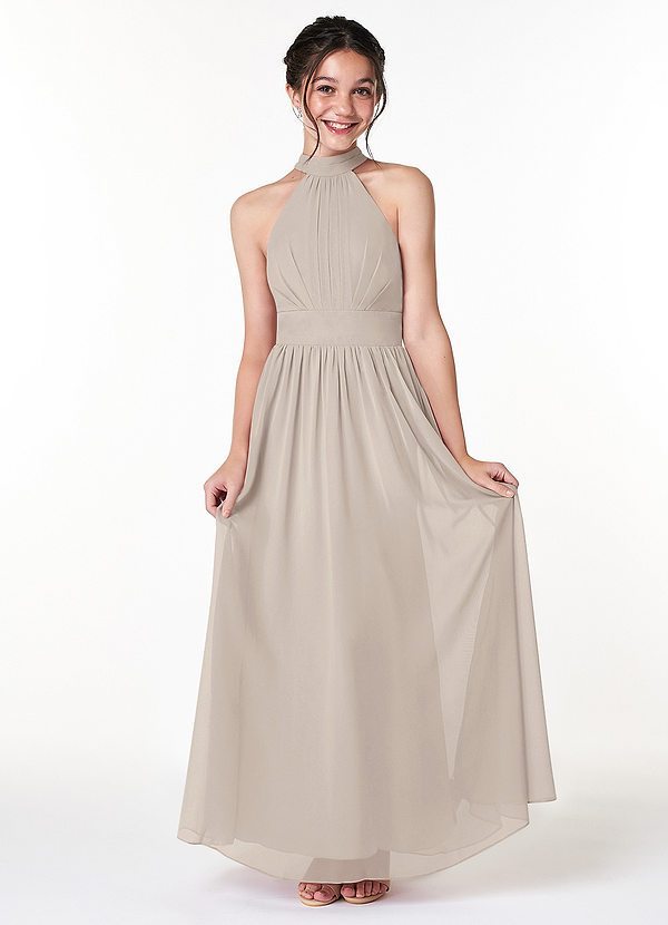 Azazie Iman Junior Frost A-Line Pleated Chiffon Dress image1