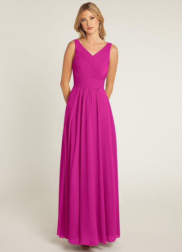 Azazie Pierrette Bridesmaid Dresses Fuchsia A-Line Pleated Chiffon Dress image1