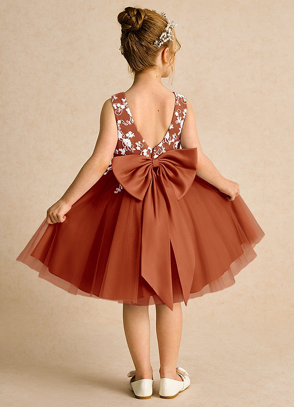 Azazie Butterfly Flower Girl Dresses Paprika A-Line Lace Dress image1