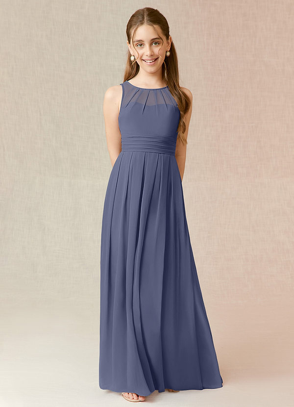 Azazie Bibiane Junior Stormy A-Line Pleated Chiffon Dress image1