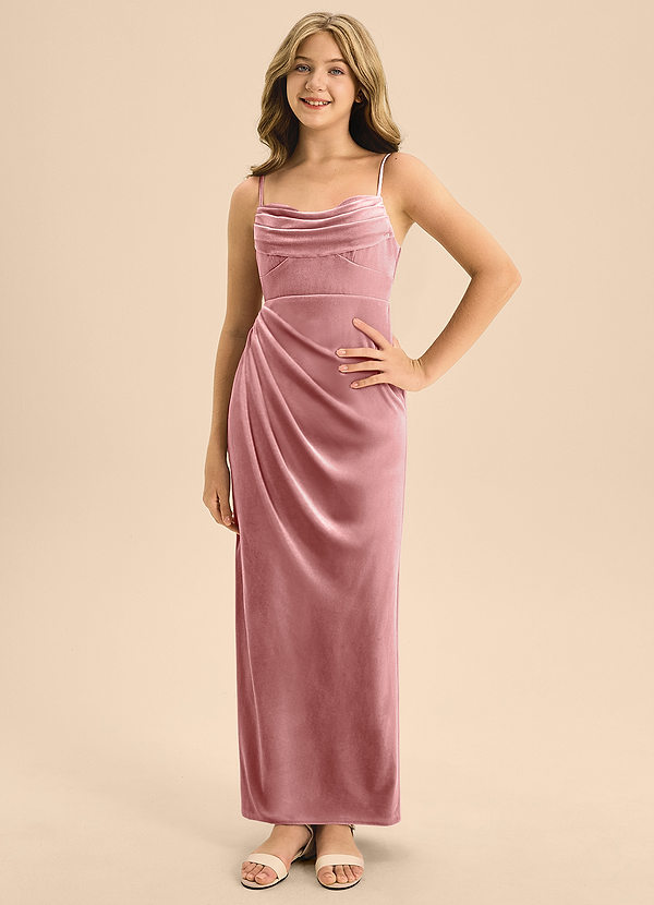 Azazie Mai Junior Dusty Rose A-Line Sweetheart Neckline Velvet Dress image1