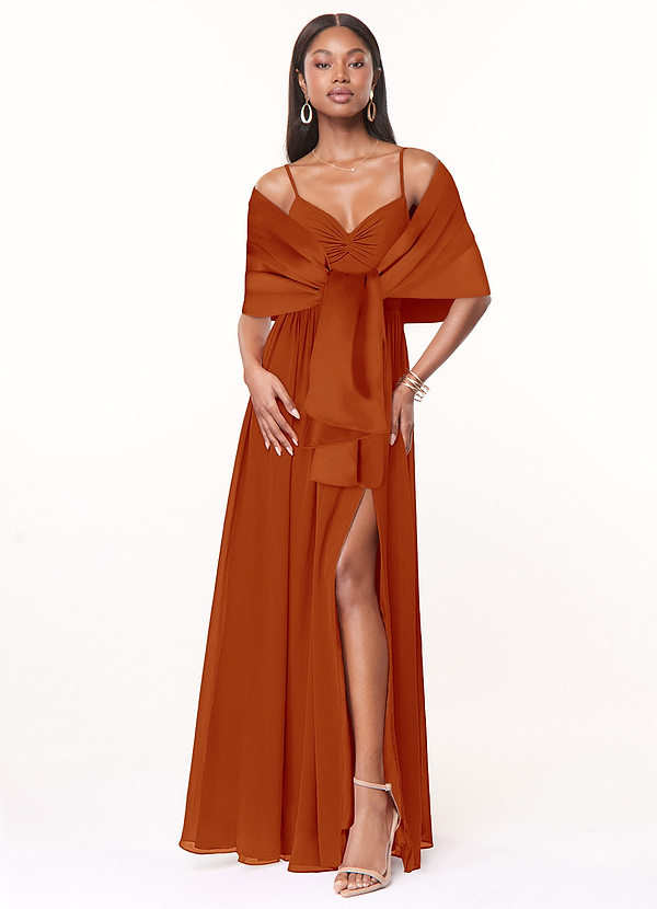 front Azazie Matching Color Aleena Matte Satin Shawl