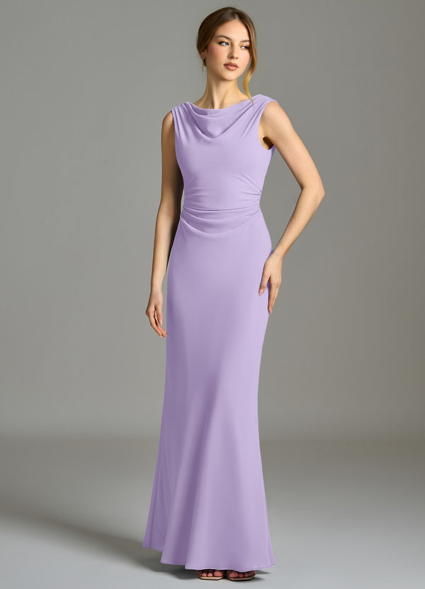 Azazie Kieryn Bridesmaid Dresses Lilac Mermaid Pleated Chiffon Dress image1