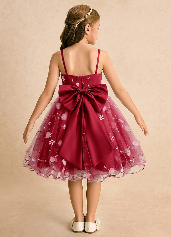 Azazie Junebug Blumenkinder Kleider Ballkleid Spaghetti Riemen Tüll Kleid Scharlachrot image1