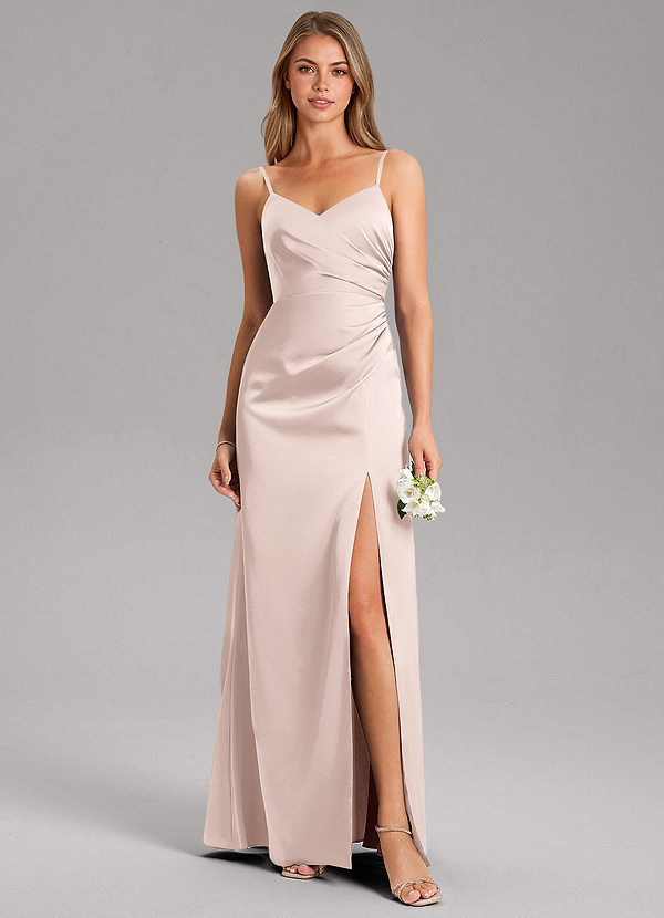 Azazie Azuree Brudtärneklänningar Klä av A-Linje i Stretch Satin Plisserad Rodnande Rosa image1