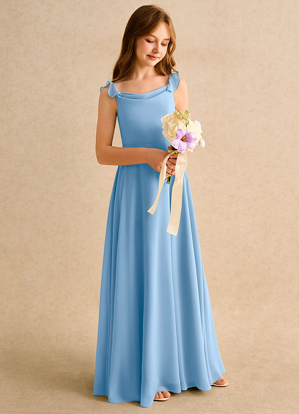 Azazie Puppy Girls Formal Flower Girl Dresses Powder Blue A-Line Pleated Chiffon Dress image1