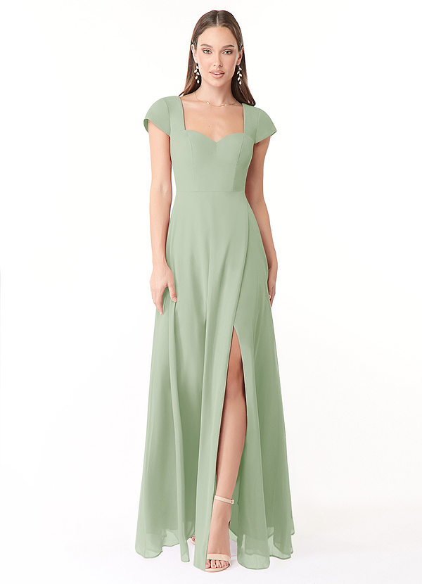Azazie Hainsly Bridesmaid Dresses Dusty Sage A-Line Sweetheart Neckline Chiffon Dress image1