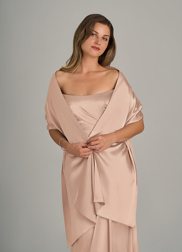 front Azazie Matching Color Metallic Satin Shawl