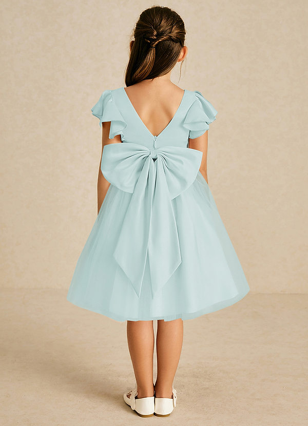 Azazie Kaeya Robes de Fillette d'Honneur Robe Trapèze en Tulle Arc Verre De Mer image1