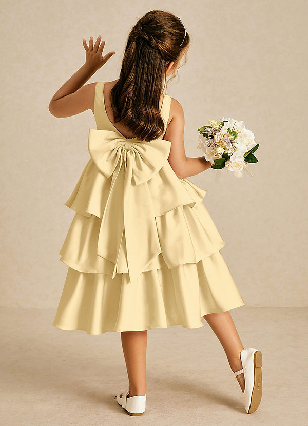 Margery Flower Girl Dresses Butter A-Line Bow Stretch Satin Dress image1