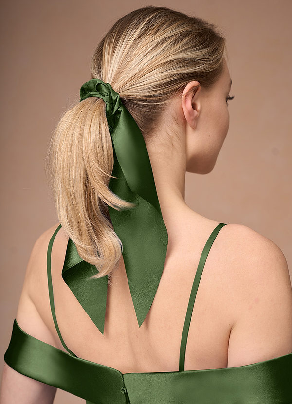 front Matching Color Matte Satin Hair Scarf Scrunchie