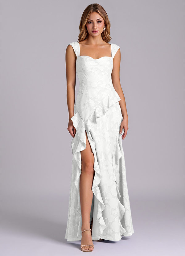Azazie Sloane Vestidos de Dama de Honor Vestido Branco de Esgotamento Floral de Linha A com Decote Coração image1