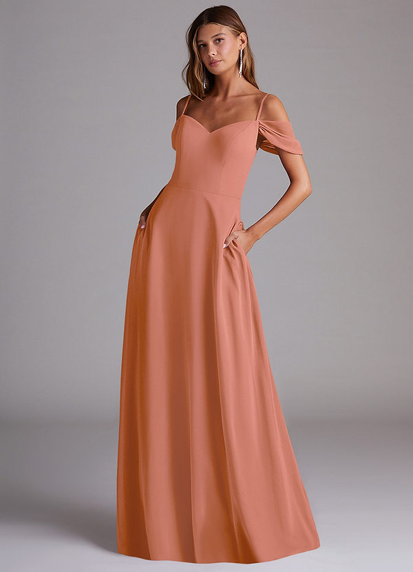Azazie Marley Bridesmaid Dresses MAI TAI A-Line Off the Shoulder Chiffon Convertible Dress image1
