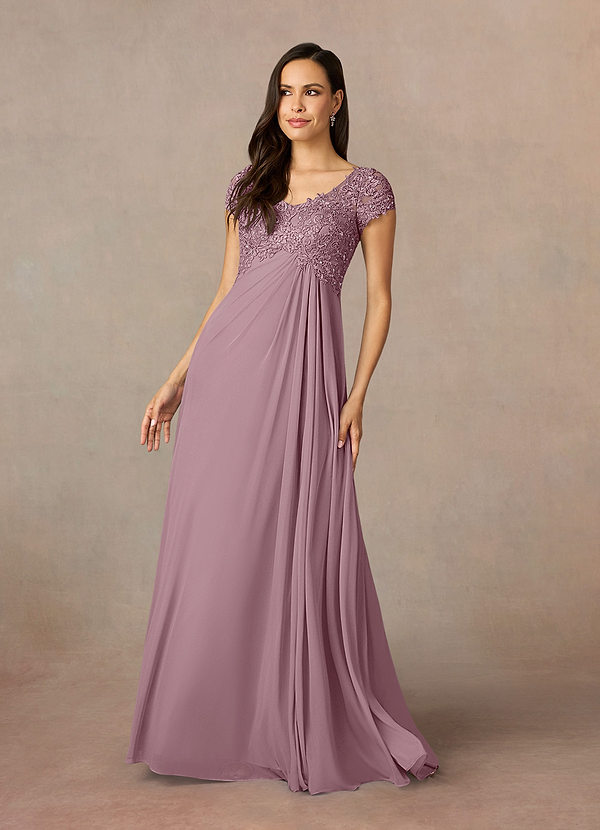 Azazie Macy Vestidos de Madre de la Novia Vestido de Rosa Polvorienta de Encaje de Corte En A con Encaje de lentejuelas image1