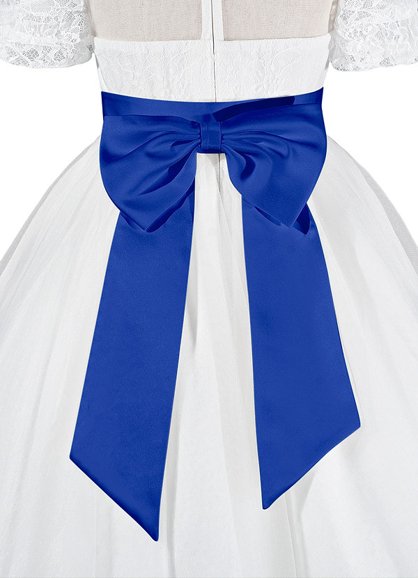 front Matching Color Matte Satin Sash with Back Bow