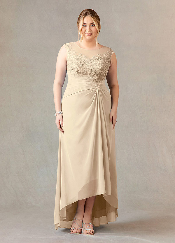 Azazie Endora Mother of the Brides Dresses Champagne A-Line Scoop Lace Chiffon Dress image1