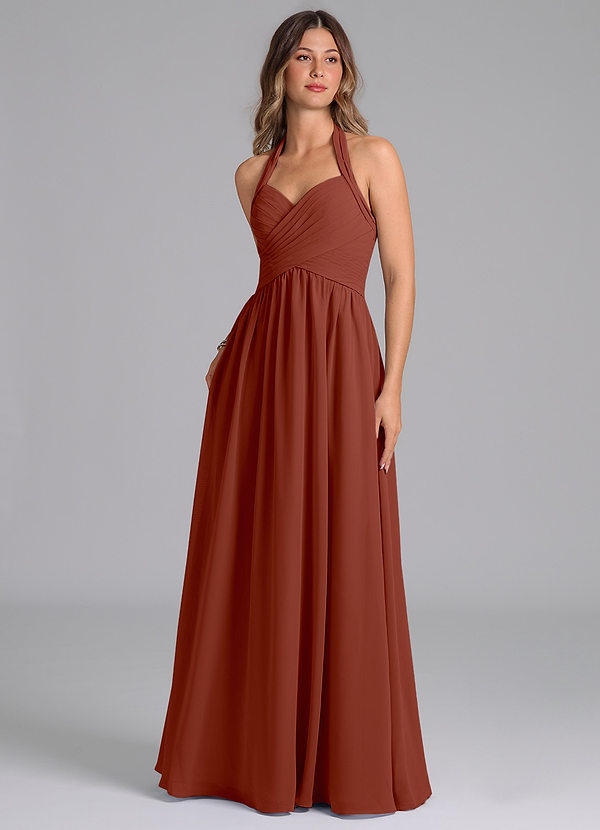 Azazie Darlyn Bridesmaid Dresses Auburn A-Line Sweetheart Neckline Chiffon Dress image1