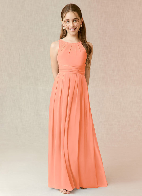 Azazie Bibiane Junior Sunset A-Line Pleated Chiffon Dress image1