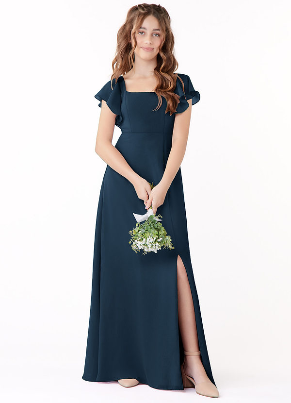 Bondi Junior Dark Navy A-Line Bow Chiffon Dress image1