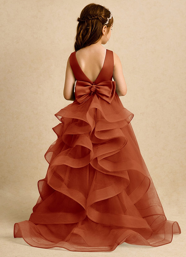 Azazie Lior Flower Girl Dresses Paprika Ball-Gown Pleated Tulle Dress image1