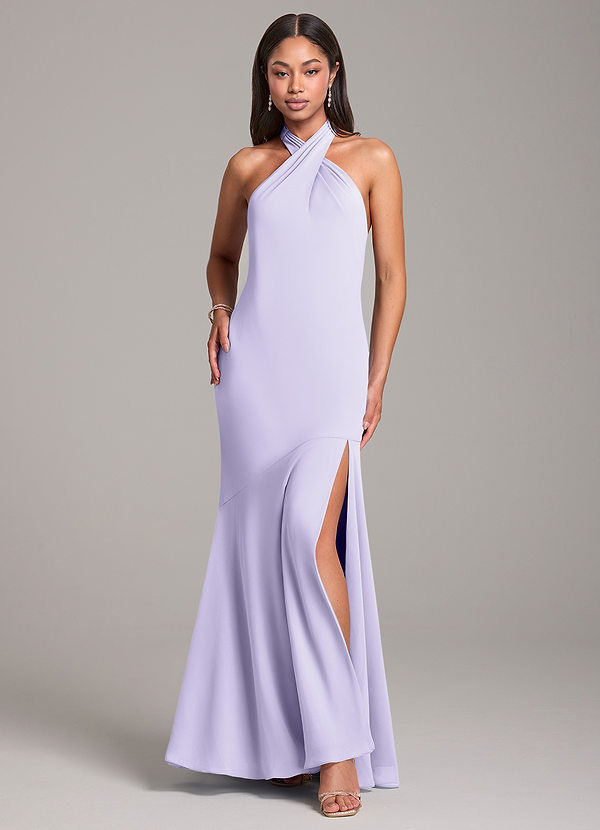 Azazie Lorena Bridesmaid Dresses Lilac Mermaid Pleated Chiffon Dress image1