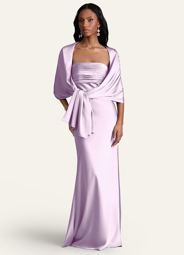 front Azazie Matching Color Aleena Stretch Satin Shawl