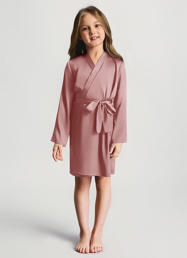 front Dusty Rose Girls Satin Robe
