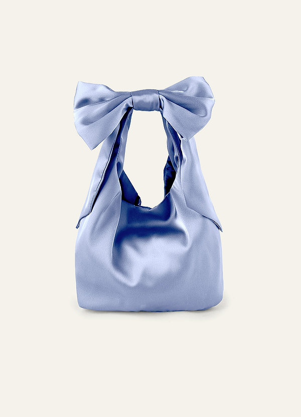 front Matching Color Stretch Satin Bow Handbag