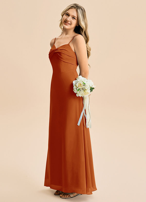 Azazie Jordyn Junior Vestido de Pimenton de Gasa de Corte en A con Escote de Corazón image1