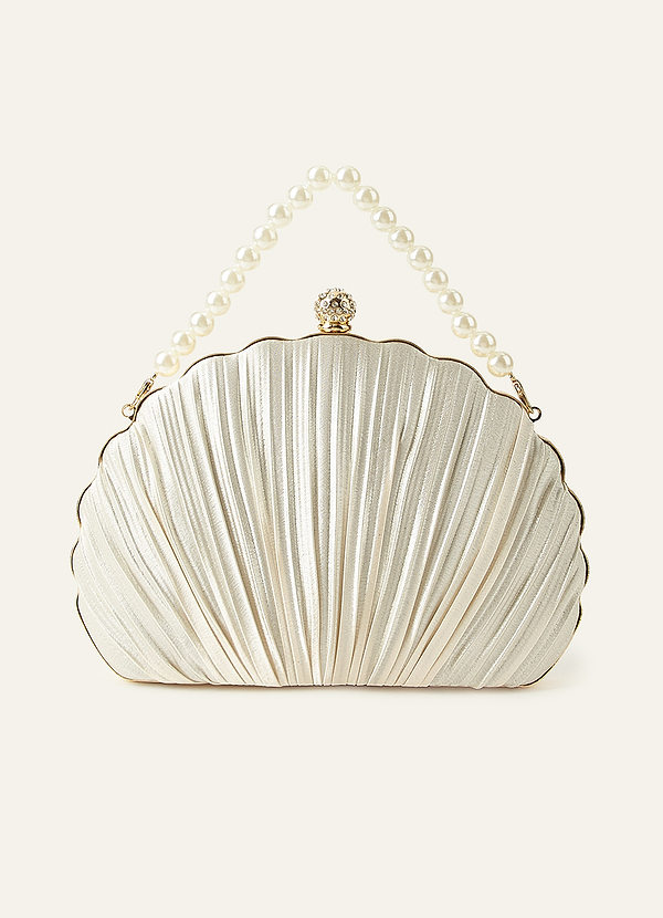front Shell-Shape Pleated Evening Clutch
