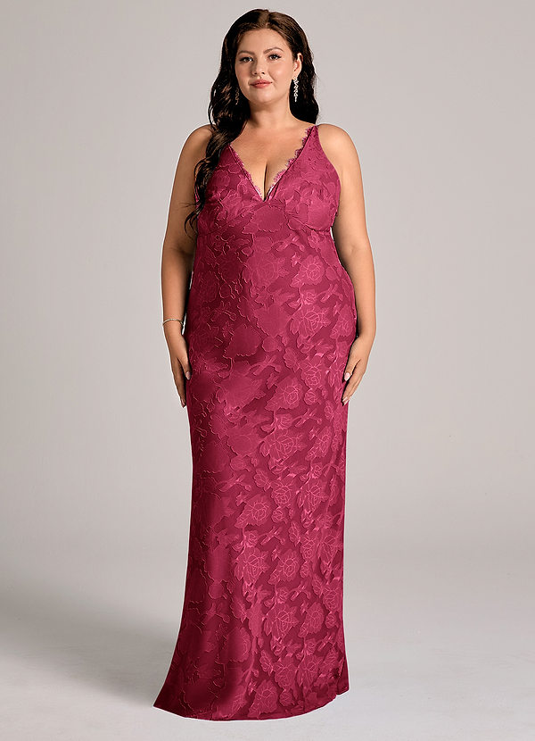 Azazie Tianna Bruidsmeisjes Jurken Jurk van Bloemen Burn-out met Kolom Kant Bourgondië image1