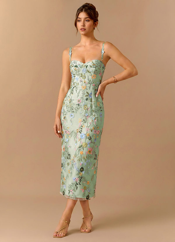 Paulina Light Green Midi Dress image1