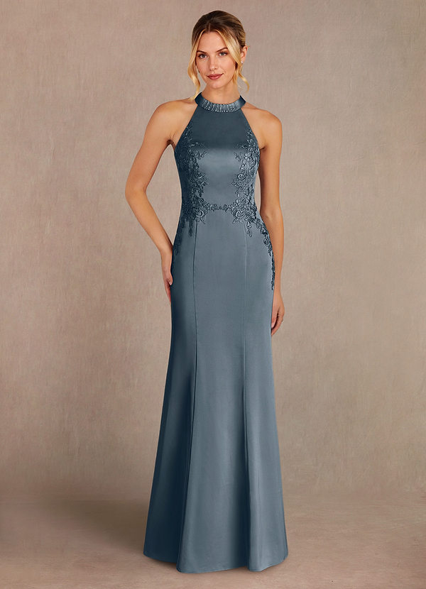 Azazie Tyra Vestidos de Madre de la Novia Vestido de Crepúsculo de Satén Elástico de Sirena con Encaje image1