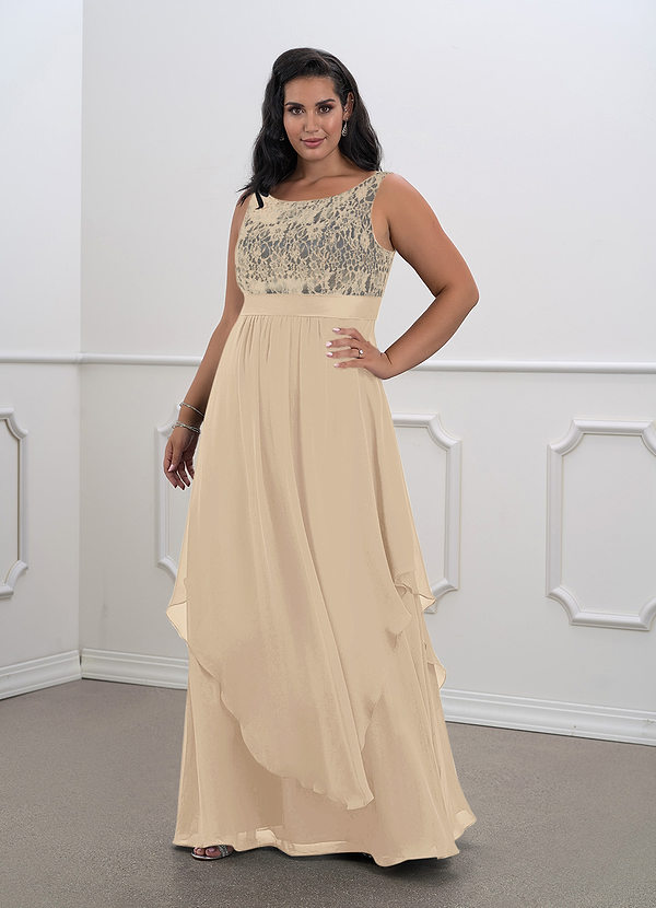 Azazie Xella Abiti da Mamma Sposa Abito A-Line in Chiffon Pizzo Champagne image1