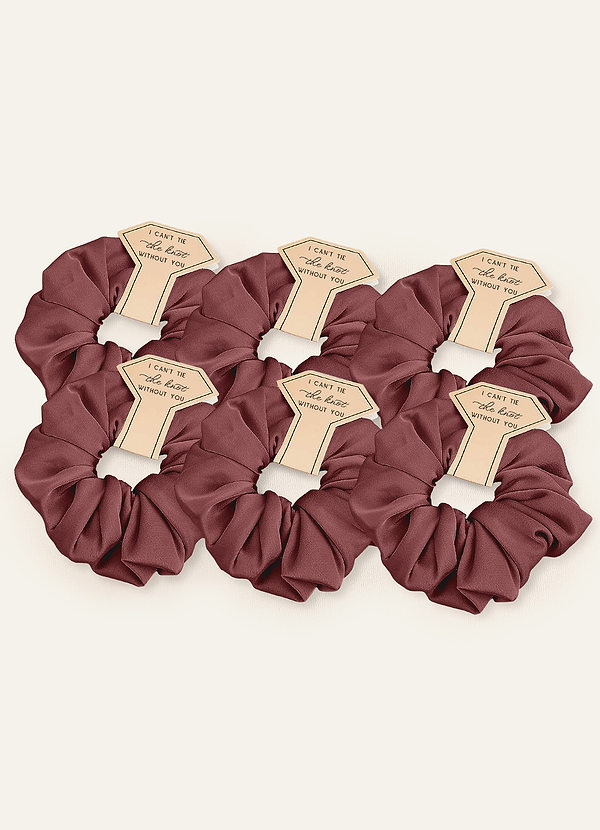 front Vastaavanvärinen Kuusiosainen Bridesmaid Stretch Satin Over Size Scrunchie-Setti